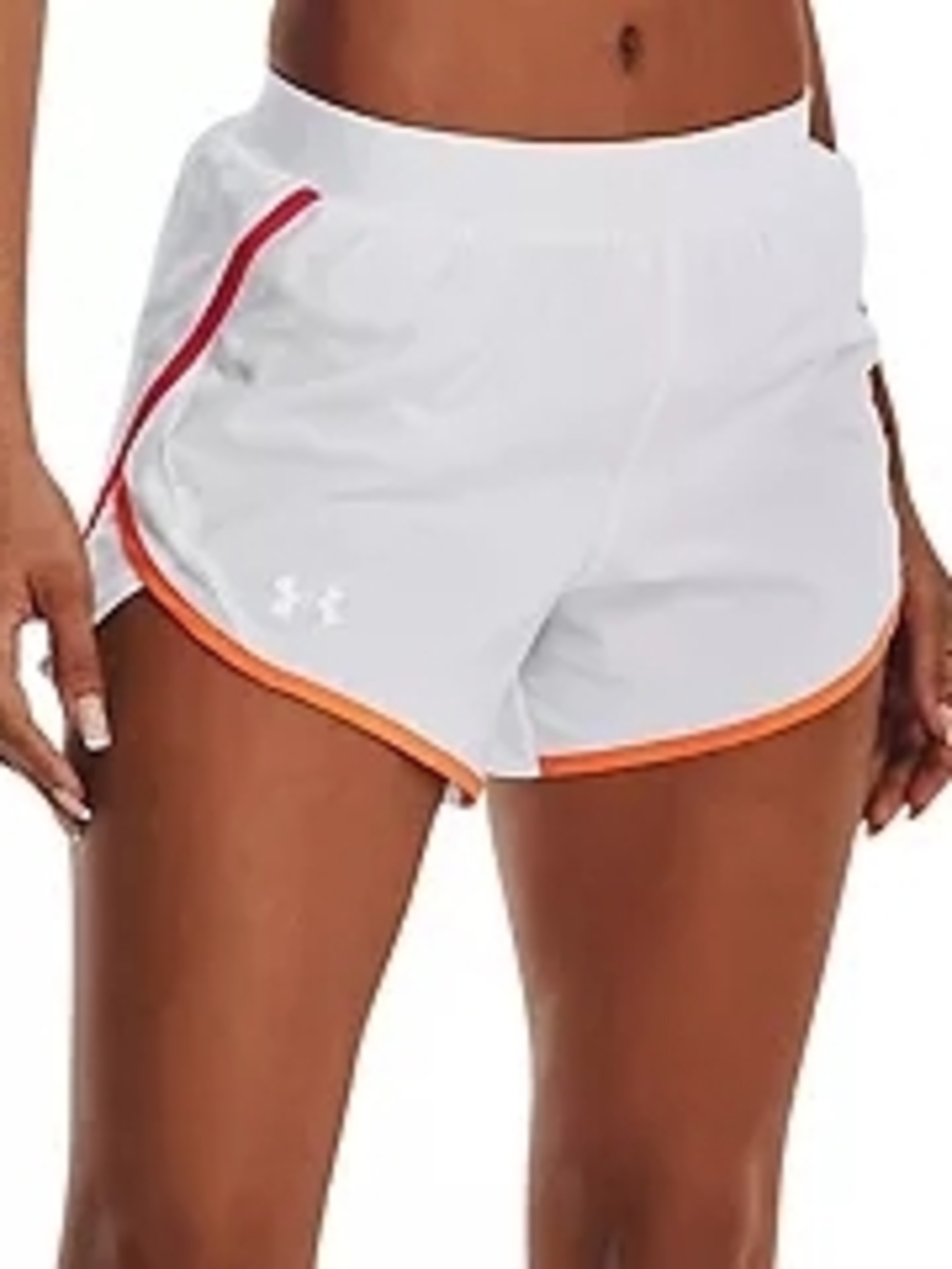 Under Armour Women's White Running Shorts with Orange Trim